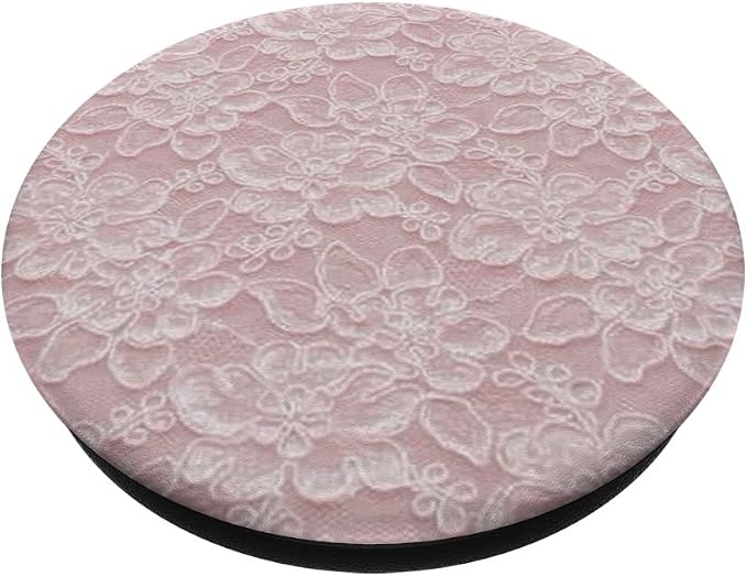 Pink White Floral Lace Pattern PopSockets PopWallet for MagSafe