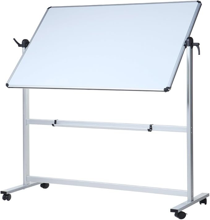 VIZ-PRO Double-Sided Magnetic Mobile Whiteboard, 60 x 36 Inches, Rolling Dry Erase Board Easel Stand on Wheels with Aluminium Frame for School Office Home 5' x 3'
