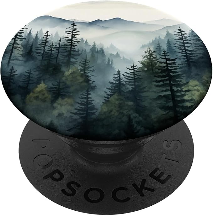Foggy Forest Pine Tree Woods Green Nature Outdoor Explore PopSockets PopGrip for MagSafe
