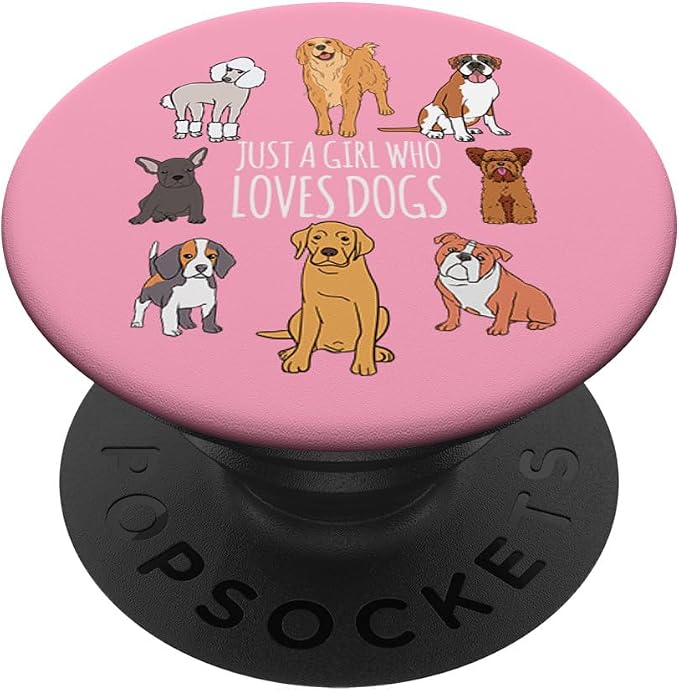 Fun Cute Pink Just A Girl Who Loves Dogs PopSockets Adhesive PopGrip