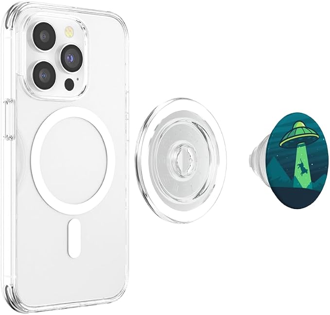 Aliens Abducting Cow into Flying UFO Saucer Abduction PopSockets Adhesive PopGrip
