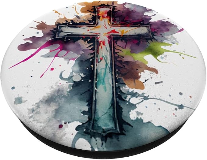 Christian Cross Watercolor Illustration PopSockets Adhesive PopGrip