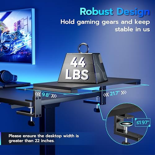 ARES WING 21.7 inches Desk Extender Shelf, 21.7"x 9.8" Versatile Clamp on Desk Shelf, Heavy Duty Desktop Organizer for Gaming and Office Accessories, Black - size: 22", style: no hook