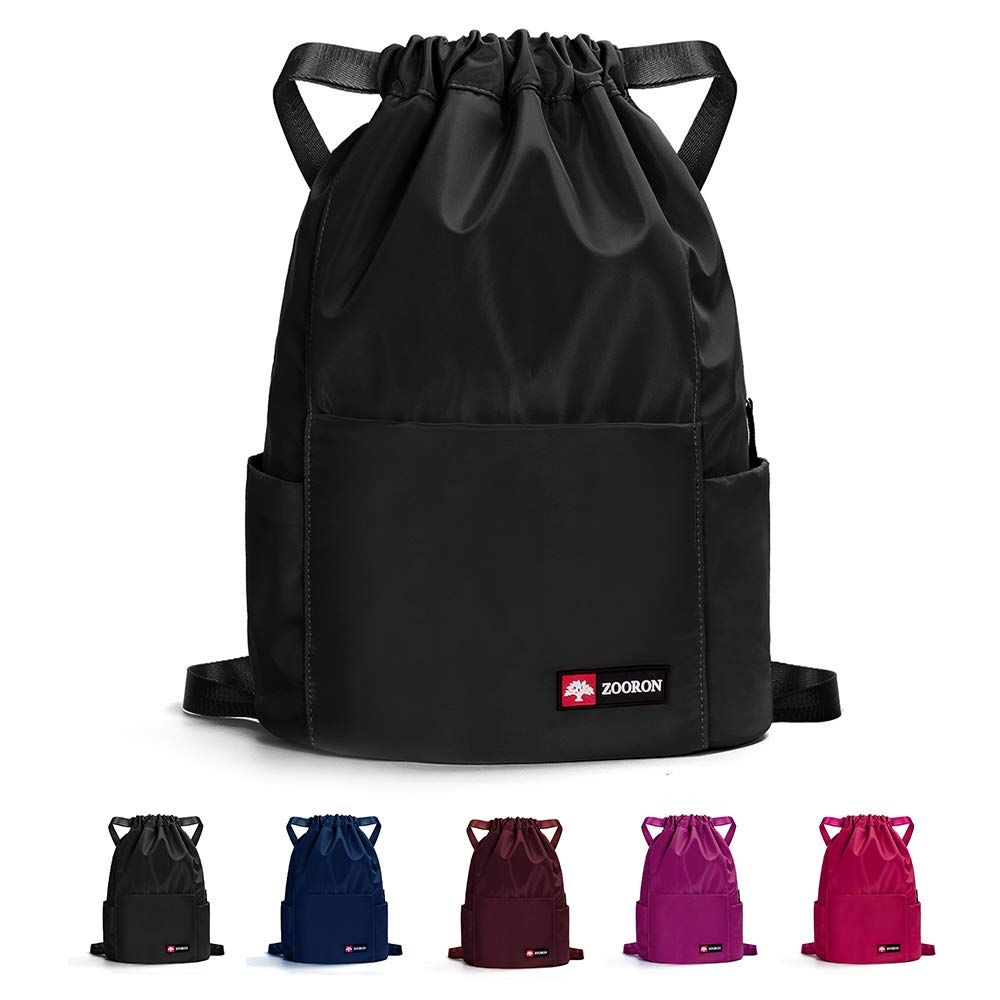 ZOORON Waterproof Drawstring Gym Backpack Bag for Men & Women, Sport Gym Sack Mini Travel Daypack
