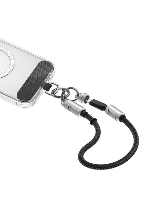 Hagibis USB4 Cable 1ft Phone Lanyard Cable 80Gpbs 240W 8K@60Hz Portable USB C to Type-C Wrist Lanyard for iPhone 17 16 15 Pro Max iPad Pro Thunderbolt 5/4/3 External SSD (Grey-30cm)