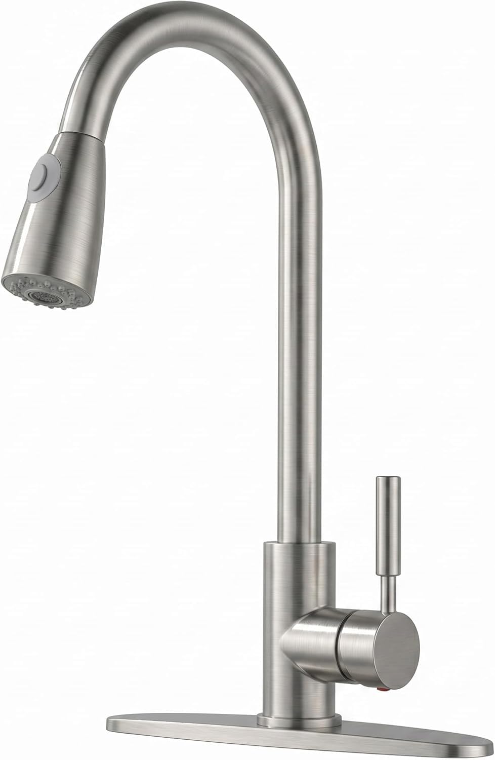 Comllen Kitchen Faucet with Pull Down Sprayer, Modern Brushed Nickel Faucets for Kitchen Sink, Stainless Steel Single Handle Pull Out Kitchen Sink Faucet with Deck Plate