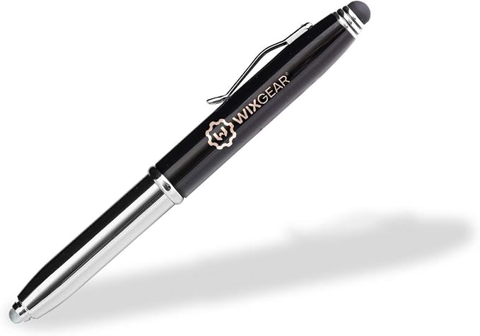 Tri-Function Pen - Stylus Pen for Touch Screens with LED Flashlight and Pen (Black)