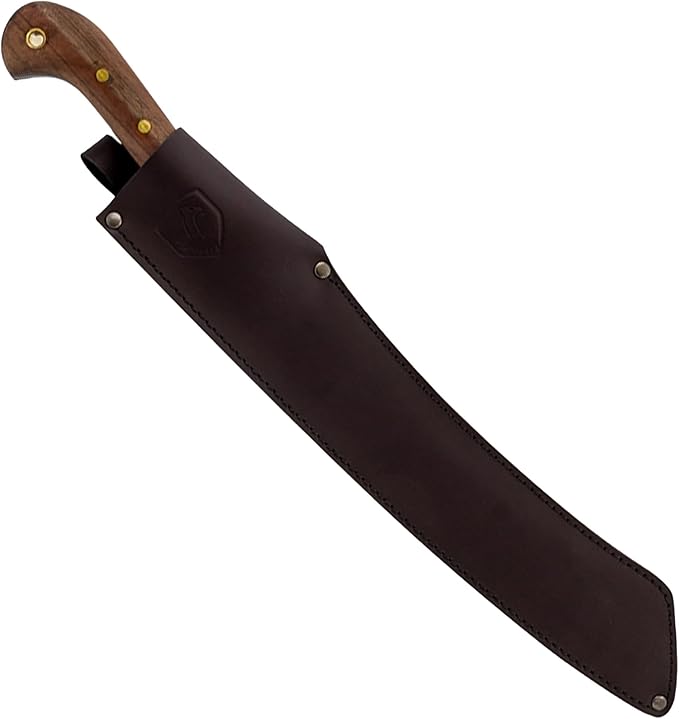 Condor Tool & Knife Mini Duku Heavy Duty Machete with Sheath, Walnut Handle - Hand Crafted Welted Leather Sheath - Camping Machete Knife - 10.5in Blade - 18.5oz