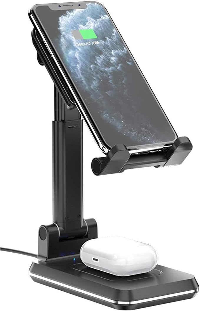 Dual 10W Wireless Charger Fast Foldable Compatible with Samsung Galaxy S25 Ultra Stand 2-Coils Charging Pad Slim