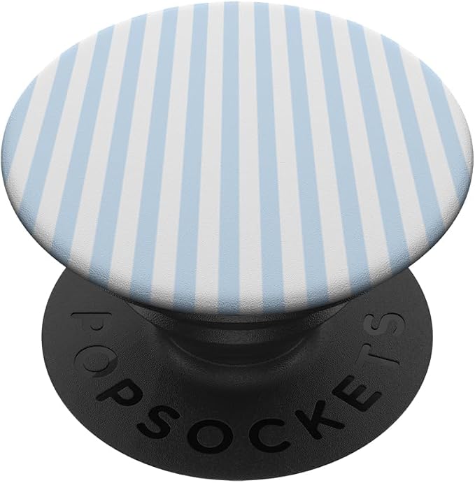 Striped White and Light Blue Geometric Vertical Lines PopSockets PopWallet for MagSafe