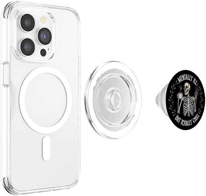 Mentally Ill But Totally Chill Skeleton Humor Design PopSockets PopWallet for MagSafe
