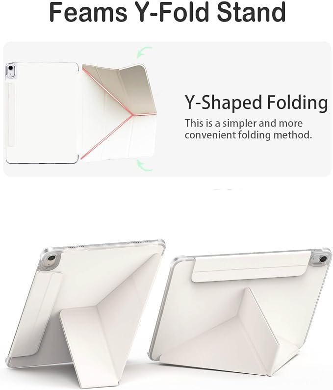 Feams Y Fold Folio for iPad Air 11-inch M4 2026/ M3 2025 / M2 2024 iPad Air 5th/4th Generation 2022/2020 10.9 Inch Y-Shaped Stand Magnetic Attachment Back Cover with Clasp &amp Auto Sleep Black