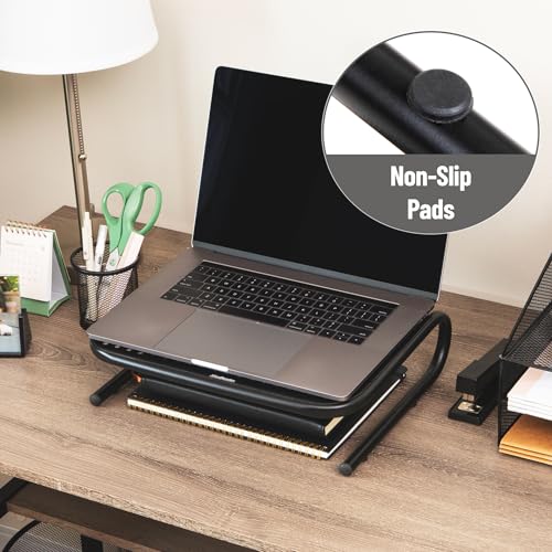 Mind Reader Monitor Stand, Ventilated Laptop Riser, Desktop Organizer, Metal, Set of 2, Black - size: 2-Pack