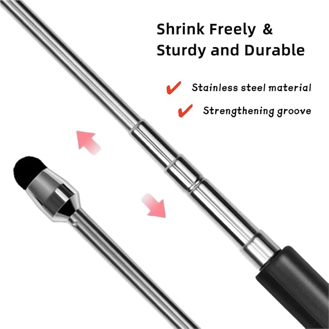 Universal Telescopic Stylus Pen for Touch ScreensRetractable Pointer Stick &amp Stylus with Special Flocking TipExtendable High Precision &amp Soft Stylus Pen for Touch Screens (Black)