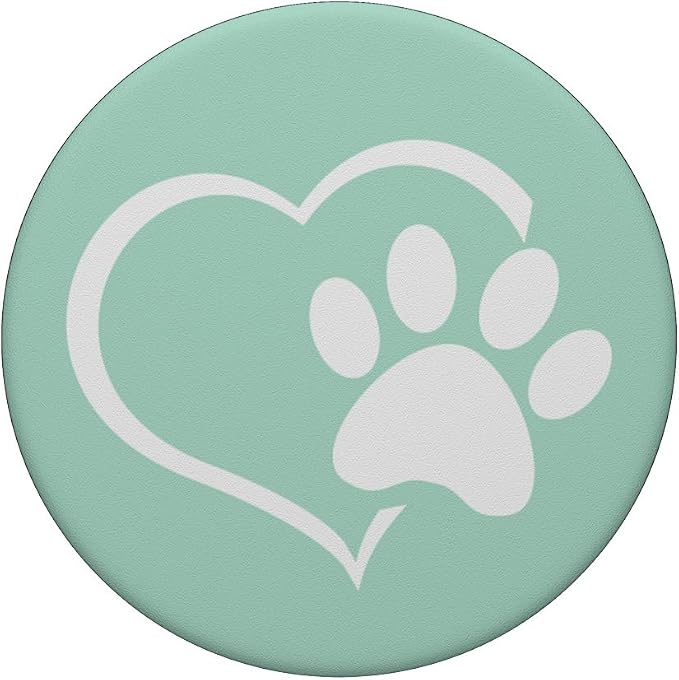 Mint Green Dog Mom Paw Print Lover Design PopSockets Adhesive PopGrip