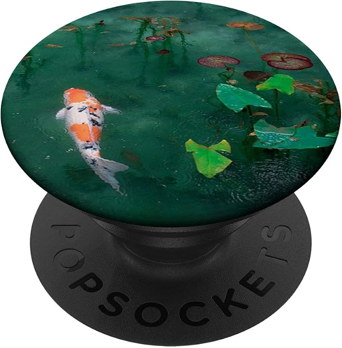 Emerald Green Majestic Zen Water Garden Japanese Koi Fish PopSockets Adhesive PopGrip