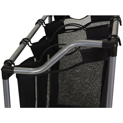 Household Essentials Triple Laundry Sorter with Wheels, Tapered Metal Frame, Removable Polyester Bags, Ventilated, Smooth Rolling Casters, Great for Sorting Laundry Large