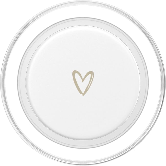 Beige White Minimalist Heart PopSockets Adhesive PopGrip