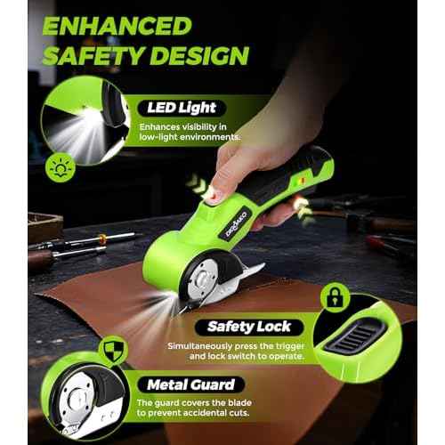 Cardboard Cutter - Rechargeable Cordless Electric Scissors, 4V Duty Electric Box Cutter for Cardboard, Safety Lock & LED Light, Powerful Cutting for Carton Carpet Plastic Fabric Leather