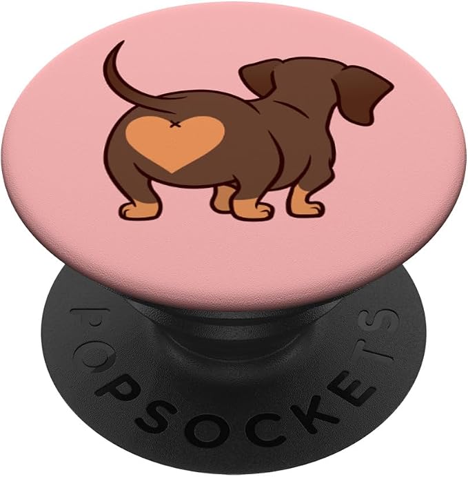 Dachshund Butt Heart Weiner Dog Mom Gift Pink for Girls PopSockets Adhesive PopGrip