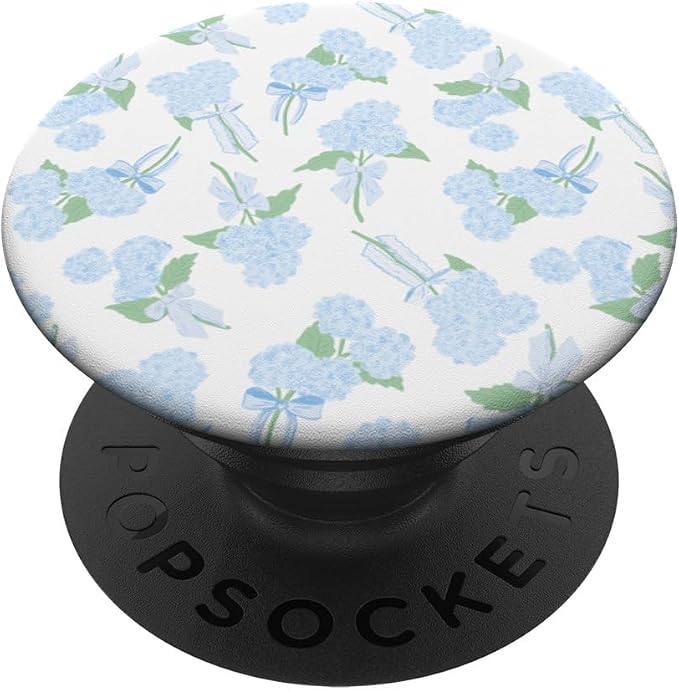 Preppy Coquette Hydrangeas and Bows in Pastel Blue PopSockets PopGrip for MagSafe