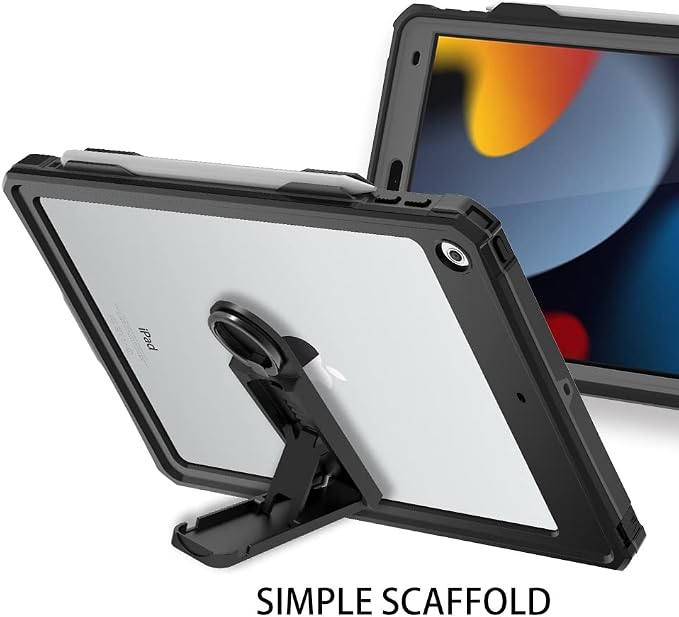 10.2 Waterproof Case Compatible with iPad 9th 8th 7th Generation 2021/2020/2019 Built-in Screen Protector with Strap Stand Pencil Holder Full Body Heavy Duty Protective Shockproof