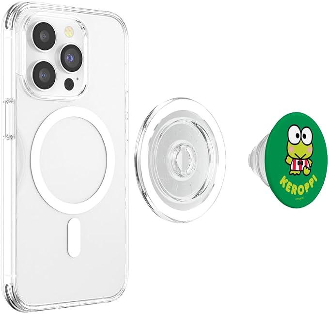 SANRIO Keroppi Character Front and Back PopGrip Adhesive PopSocket for iPhone 11 Black