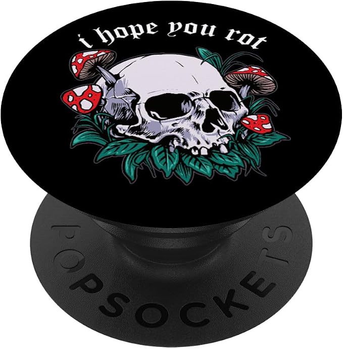Skull Mushrooms Edgy Alternative Aesthetic E-Girl Goth Witch PopSockets Adhesive PopGrip