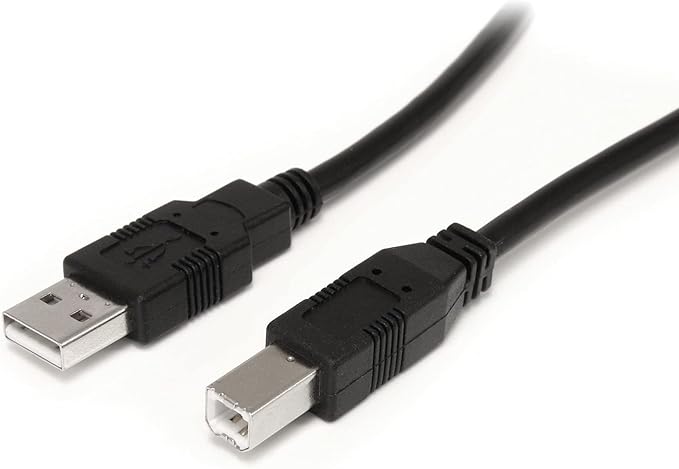 StarTech 30ft Active USB 2.0 Cable USB-A to USB-B Black (USB2HAB30AC) | Printer cable Cord Extension Male to Male Built-in equalizing chip for 30ft USB 2.0 connections