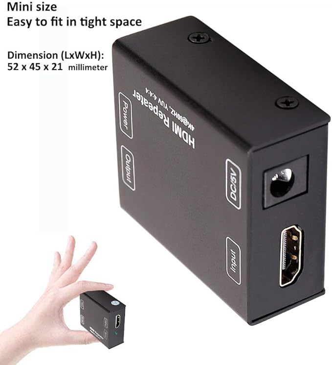 DTECH HDMI Signal Amplifier Booster Repeater 4K 60Hz YUV 444 18Gbps 1080P HDCP 2.2 CEC 3D 4K2K Extender Boost up to 164 Feet Compatible with VR TV Box Blu-ray Player HDTV Monitor Projector Computer