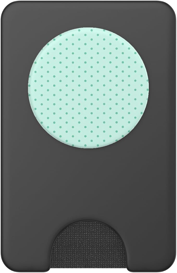 Mint Green Polka Dot Pattern PopSockets PopWallet for MagSafe