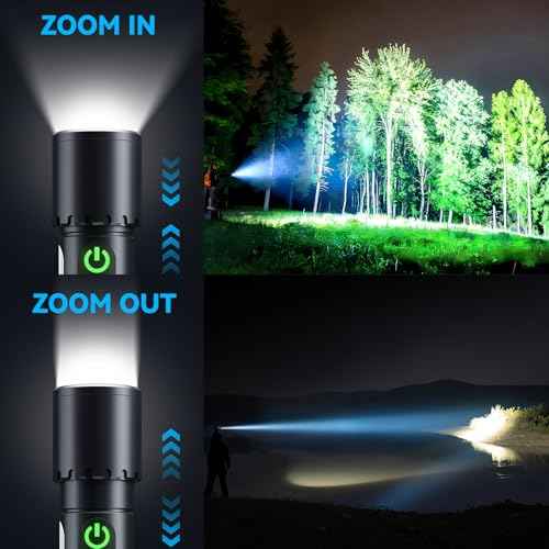 Magnetic Flashlight Rechargeable,2000LM 5000mAh Flashlights High Lumens with 9 Modes,Waterproof, Adjustable,Powerful Flash Light,Multi-Flashlights for Home,Car,Hiking,Camping