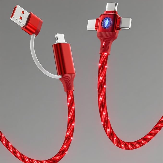 IHAO Multi Ports Charger Cable 3 Combinations in One Cable USB A to USB C/Micro USB PD Fast Charging Cord Lighted Up LED Flowing Compatible with Almost All Kinds of Electric Device-39Inches Blue