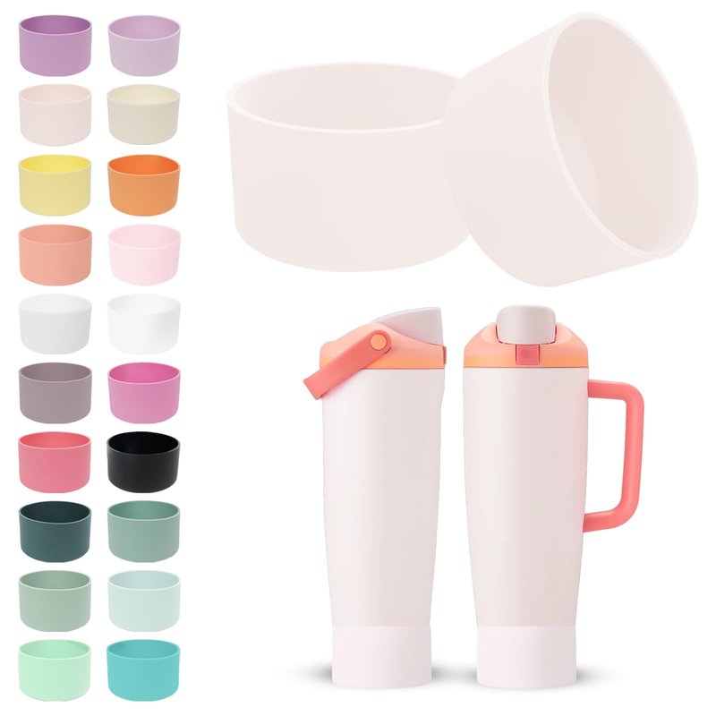 Kaitiaki 2PCS Silicone Boots for Owala 30oz & 40oz FreeSip Sway Bottles & Tumblers – Non-Slip, Scratch-Resistant, Stability Enhancer for Owala Accessories (Classic Pink)