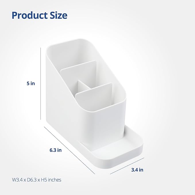 BLUE GINKGO Desk Holder – Korean-Made Office Organizer for Pencils, Pens, Notes, and Desk Supplies (White)