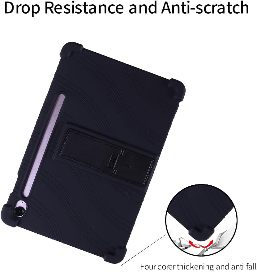 for Samsung Galaxy Tab S10 FE 11 Inch Tablets CaseBOVUGAC Soft Silicone Adjustable Stand Shockproof Kids Friendly for 10 Inch Tablets(Black)
