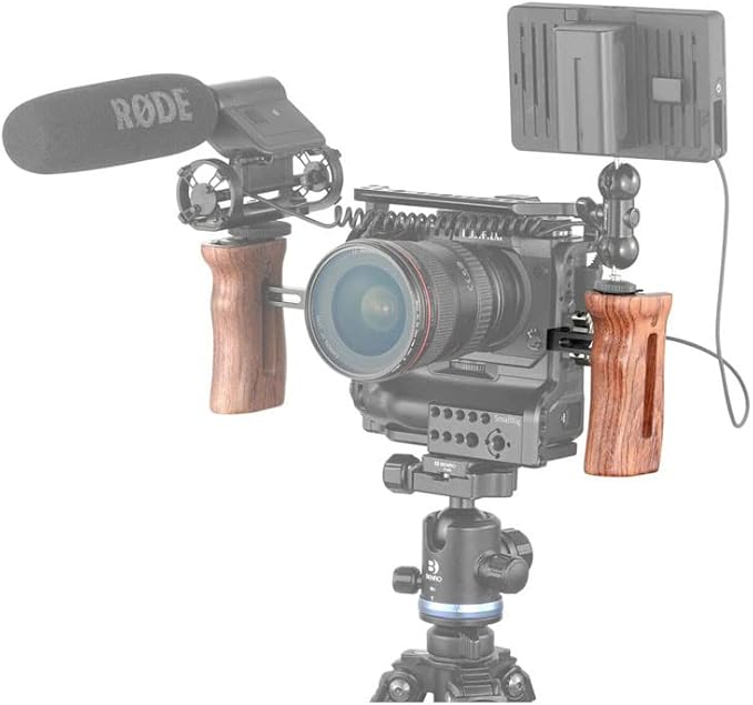 SmallRig Wooden Side Handle with 1/4''-20 Screws, Max. Load 15kg/33lbs, Up and Down Adjustable, for Left or Right Hand