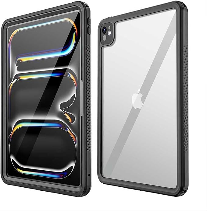 Compatible for iPad Pro 13 inch Case M4 M5 2024/2025【IP68 Waterproof】 Clear with Lanyard 【Built-in Screen Protector】 Rugged Cover Dustproof Underwater Diving Dust Shockproof Drop