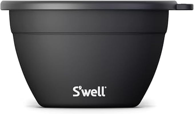 S’well Stainless Steel 64oz Salad Bowl Kit in Onyx, Comes with 2oz Condiment Container and Removable Tray for Organized Serving, Leak-Proof and Dishwasher Safe