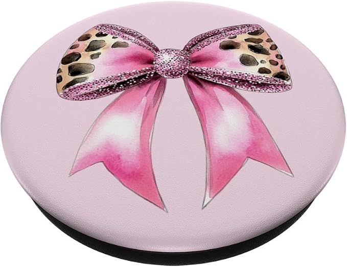 Bow Coquette Cute Pink Bows Aesthetic Hot Pink Leopard Print PopSockets PopGrip for MagSafe