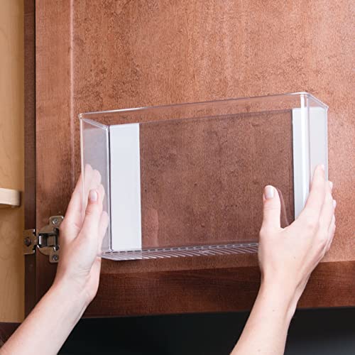 mDesign Plastic Adhesive Mount Storage Organizer Container for Kitchen or Pantry Wall Organization - Space Saving Holder for Sandwich Bags, Foil - 11" Wide - Ligne Collection - 4 Pack - Clear - size: 11 x 3.5 x 6.5 (Pack of 4)
