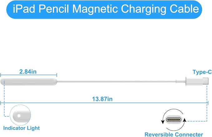 Paiholy Magnetic Charger for Apple Pencil Pro Type C Pencil Wireless Charging Cable for Apple Pencil Pro Only Lightweight and Convenient Charging Adapter