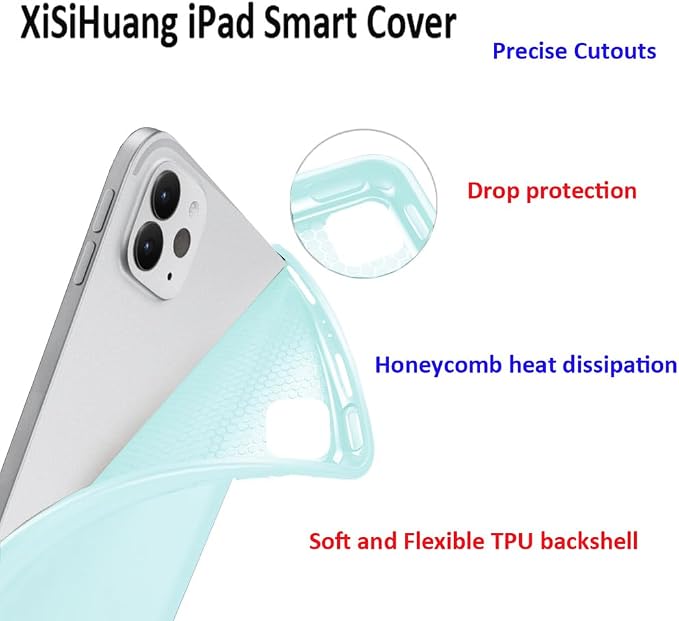 iPad Pro 11 Case 4th/3rd/2nd Gen Black | 2022/2021/2020 Lightweight Smart Folio Trifold Stand Auto Sleep/Wake Soft Silicone Back without Pencil Holder