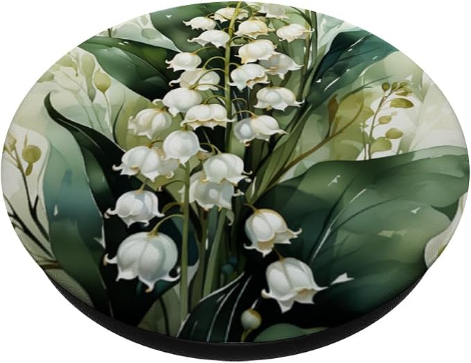 Beautiful Lily of the Valley Watercolor Pattern Background PopSockets Adhesive PopGrip
