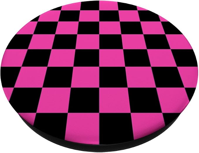 Classic Checkered Hot Pink-Black Checkerboard Pattern Cute PopSockets Adhesive PopGrip