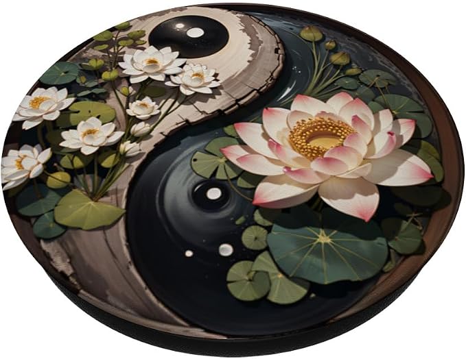 Lotus Flower Pond Yin Yang PopSockets Adhesive PopGrip