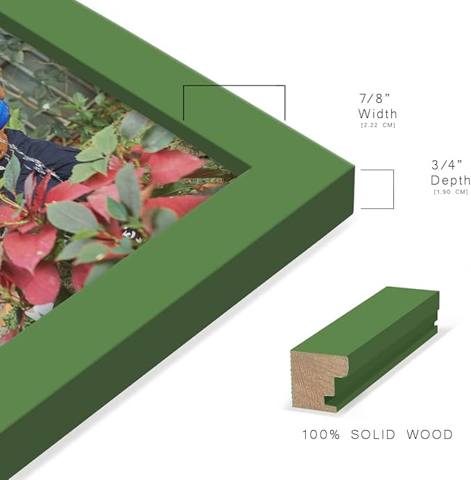 Renditions Gallery 5x7 inch Picture Frame High-end Modern Style, Made of Solid Wood and High Definition Glass Ready for Wall and Tabletop Photo Display, Green Frame