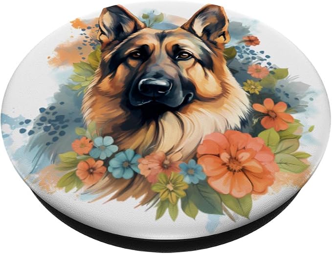 Colorful German Shepherdp Art Pet Dog Mom German Shepherd PopSockets Standard PopGrip