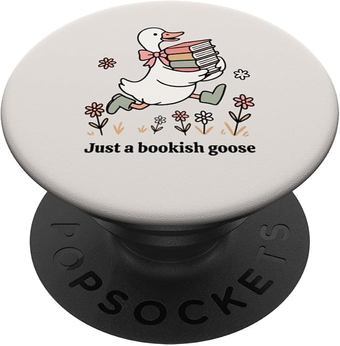 Funny Goose with Books Cute Bookworm Reader PopSockets Adhesive PopGrip