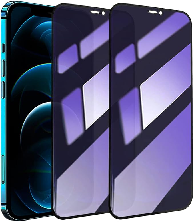2 Pack Compatible with iPhone 12 Pro Max Privacy Screen Protector Anti-Spy Anti-Blue Light Eye Protection Tempered Glass Film Scratch Resistant Full Coverage Case Friendly